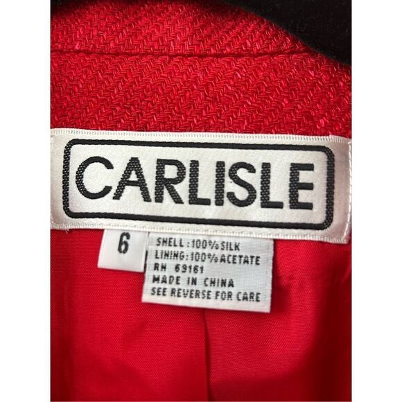 Carlisle Long-Sleeve Half Zip Cropped Blazer Coat Womens Red Size 6 - Picture 6 of 7